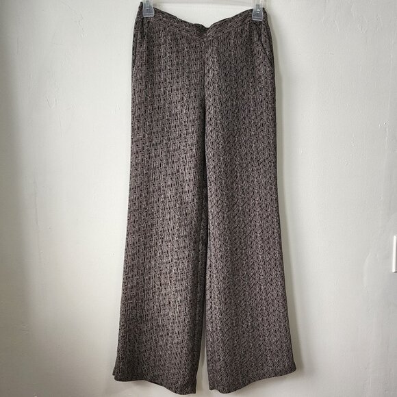 Geometric Pattern Wide-Leg Pants 4 Pockets Office Wear Palazzo Trousers Relaxed - Picture 2 of 15